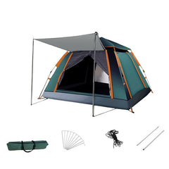Cort camping automat 3-4 persoane 215 X 215 X 145 CM, impermeabil, protectie UV, 4 usi verde