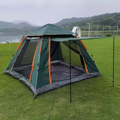 Cort camping automat 3-4 persoane 215 X 215 X 145 CM, impermeabil, protectie UV, 4 usi verde