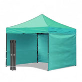 Cort pavilion 3x3m cu 3 pereti laterali si acoperis, cadru pliabil, panza impermeabila verde
