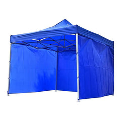 Cort pavilion 3x3m cu 3 pereti laterali si acoperis, cadru pliabil, panza impermeabila albastru