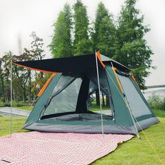 Cort camping automat 3-4 persoane  215 X 215 X 145 CM, impermeabil, protectie UV, 4 usi verde