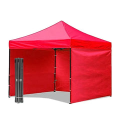 Cort pavilion 3x3m cu 3 pereti laterali si acoperis, cadru pliabil, panza impermeabila rosu