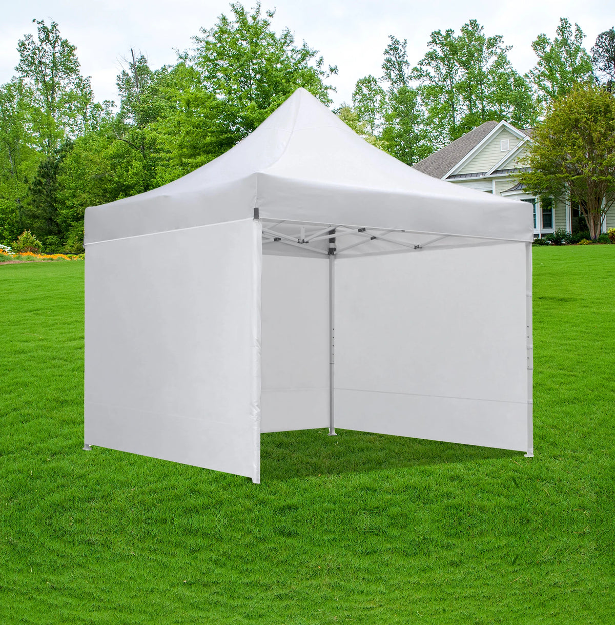 Cort pavilion 3x3m cu 3 pereti laterali si acoperis, cadru pliabil, panza impermeabila