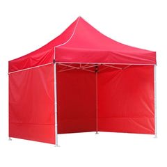 Cort pavilion 3x3m cu 3 pereti laterali si acoperis, cadru pliabil, panza impermeabila rosu